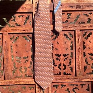 Ermenegildo Zegna Orange and Light Blue Patterned Silk Tie